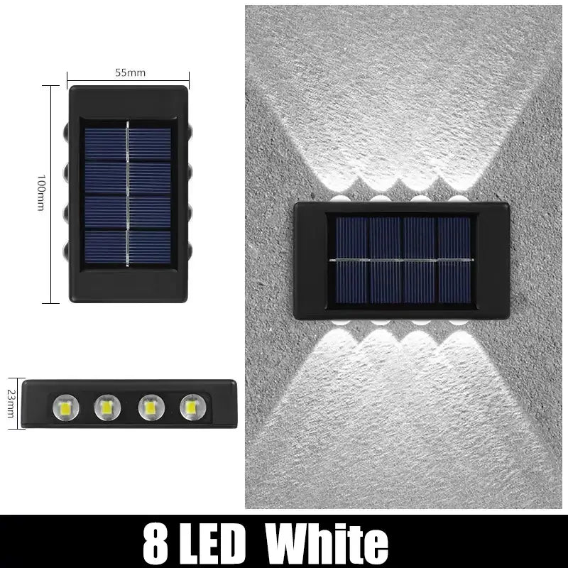 Modern black solar outdoor wall lights garden warm led beam