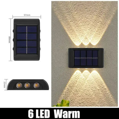 Modern black solar outdoor wall lights garden warm led beam
