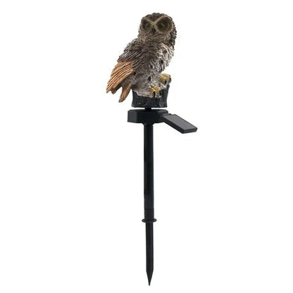White and black solar owl garden light garden decorative resin statue