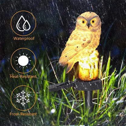 White and black solar owl garden light garden decorative resin statue