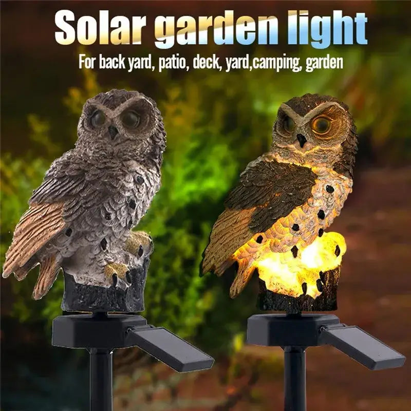 White and black solar owl garden light garden decorative resin statue