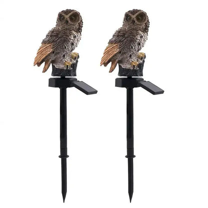 White and black solar owl garden light garden decorative resin statue