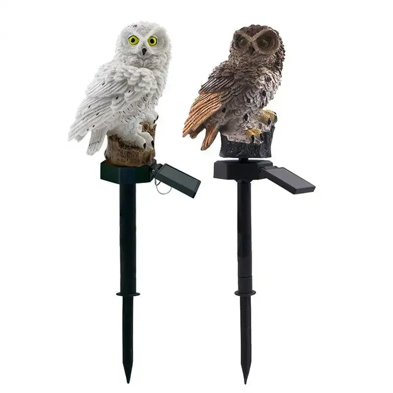 White and black solar owl garden light garden decorative resin statue