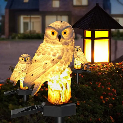 White and black solar owl garden light garden decorative resin statue