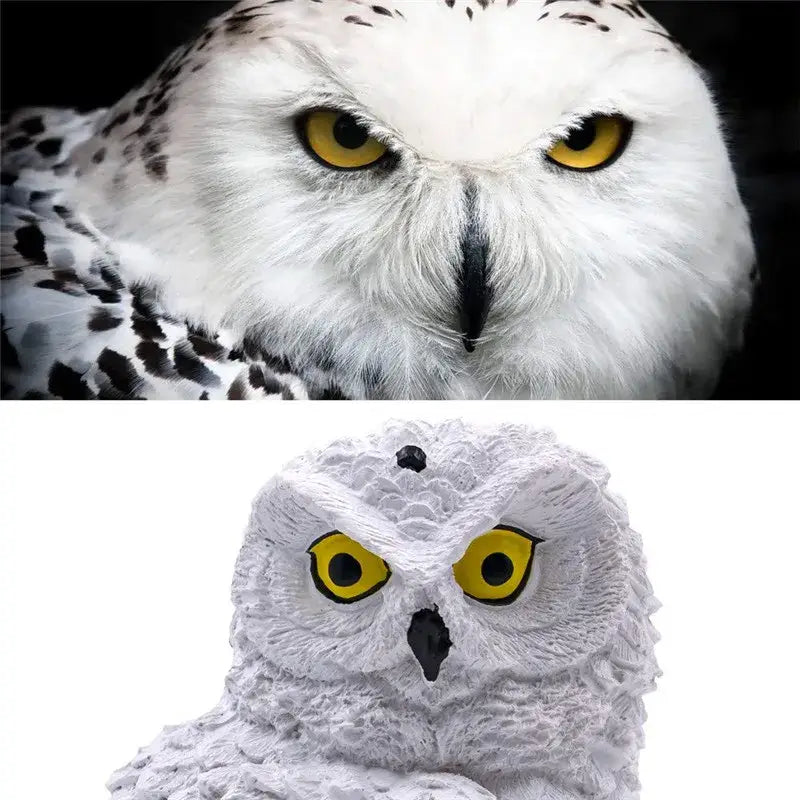 White and black solar owl garden light garden decorative resin statue