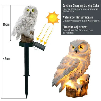 White and black solar owl garden light garden decorative resin statue
