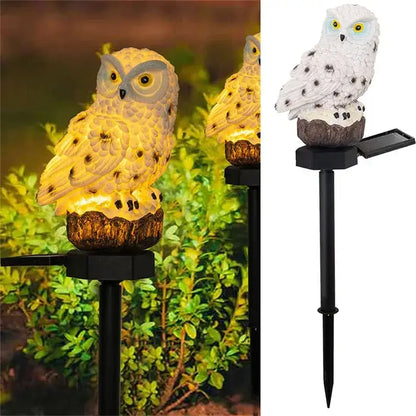 White and black solar owl garden light garden decorative resin statue