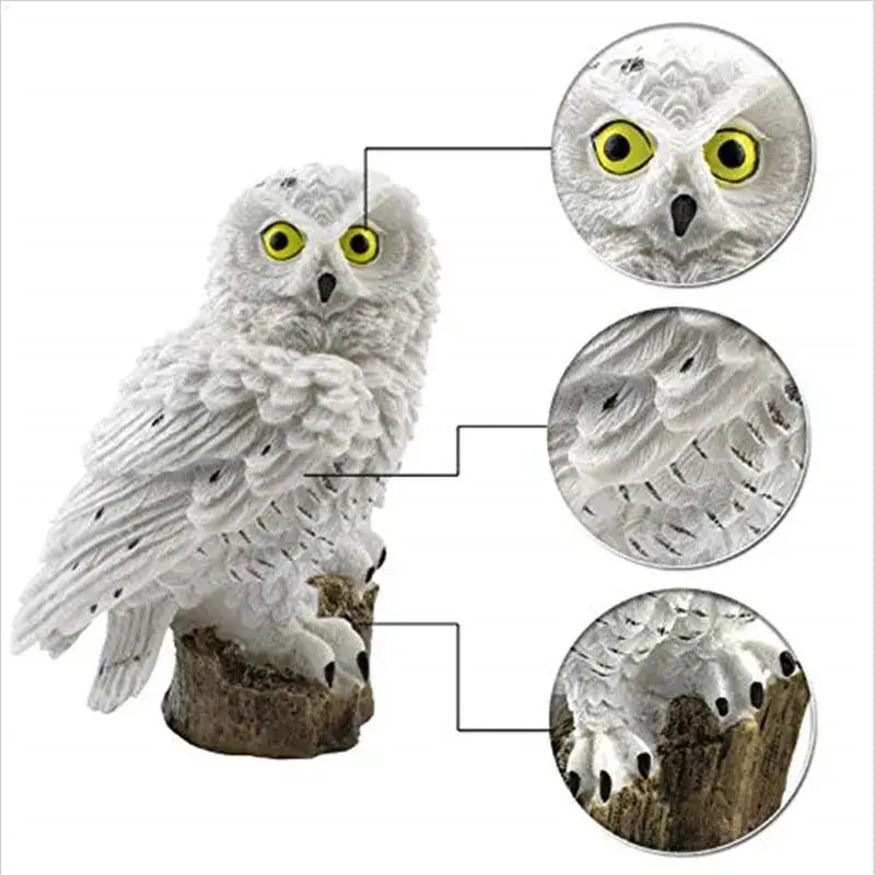 White and black solar owl garden light garden decorative resin statue
