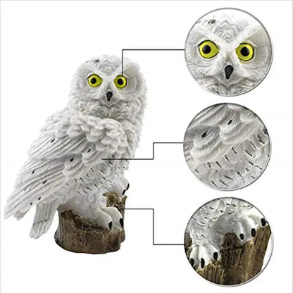 White and black solar owl garden light garden decorative resin statue