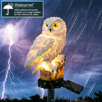 White and black solar owl garden light garden decorative resin statue