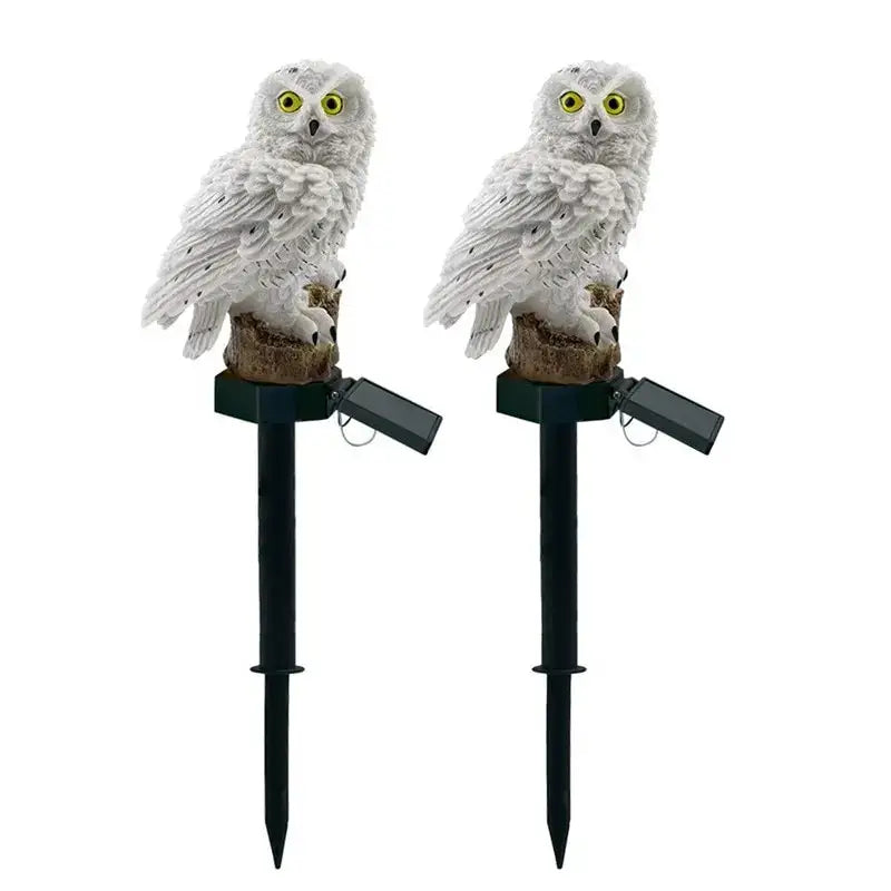 White and black solar owl garden light garden decorative resin statue