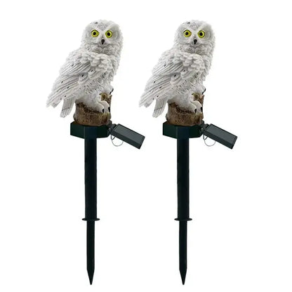 White and black solar owl garden light garden decorative resin statue