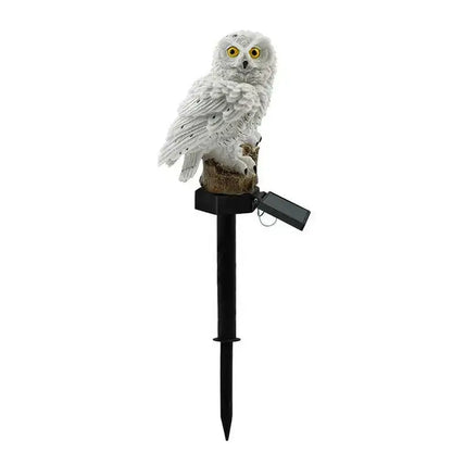 White and black solar owl garden light garden decorative resin statue
