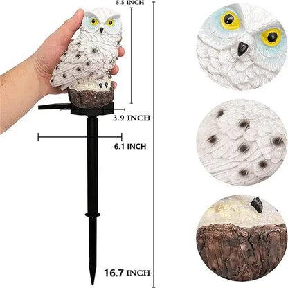 White and black solar owl garden light garden decorative resin statue