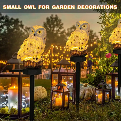 White and black solar owl garden light garden decorative resin statue