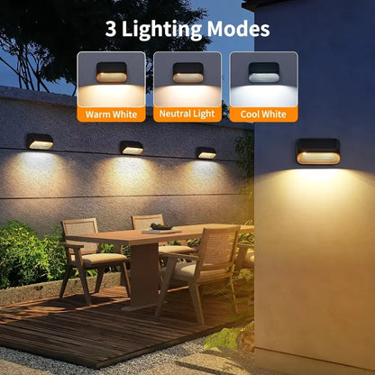 Modern black solar powered fence lights yard step lighting