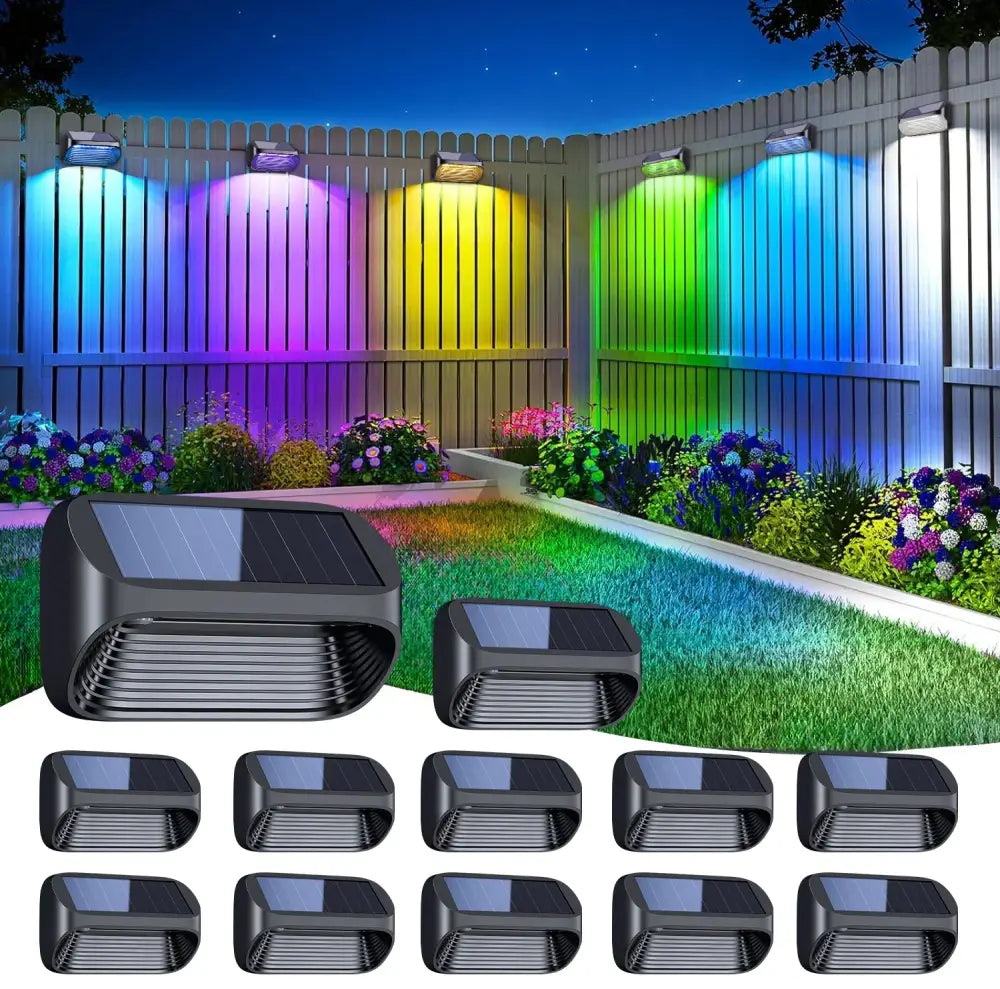 Modern black solar powered fence lights yard step lighting