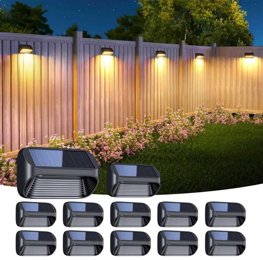Modern black solar powered fence lights yard step lighting