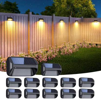 Modern black solar powered fence lights yard step lighting
