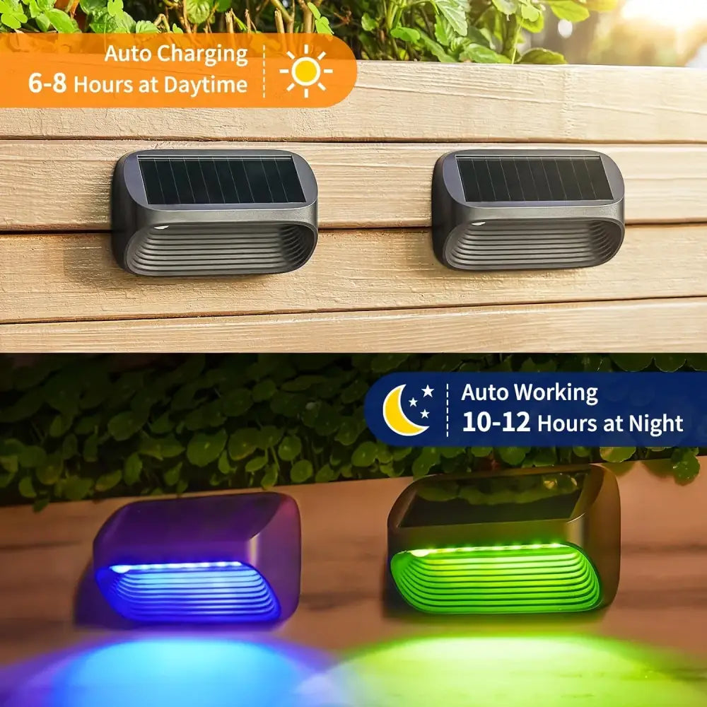 Modern black solar powered fence lights yard step lighting