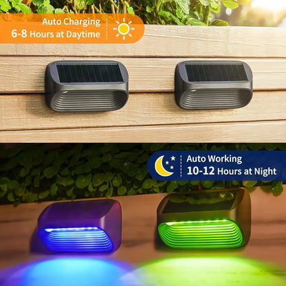 Modern black solar powered fence lights yard step lighting