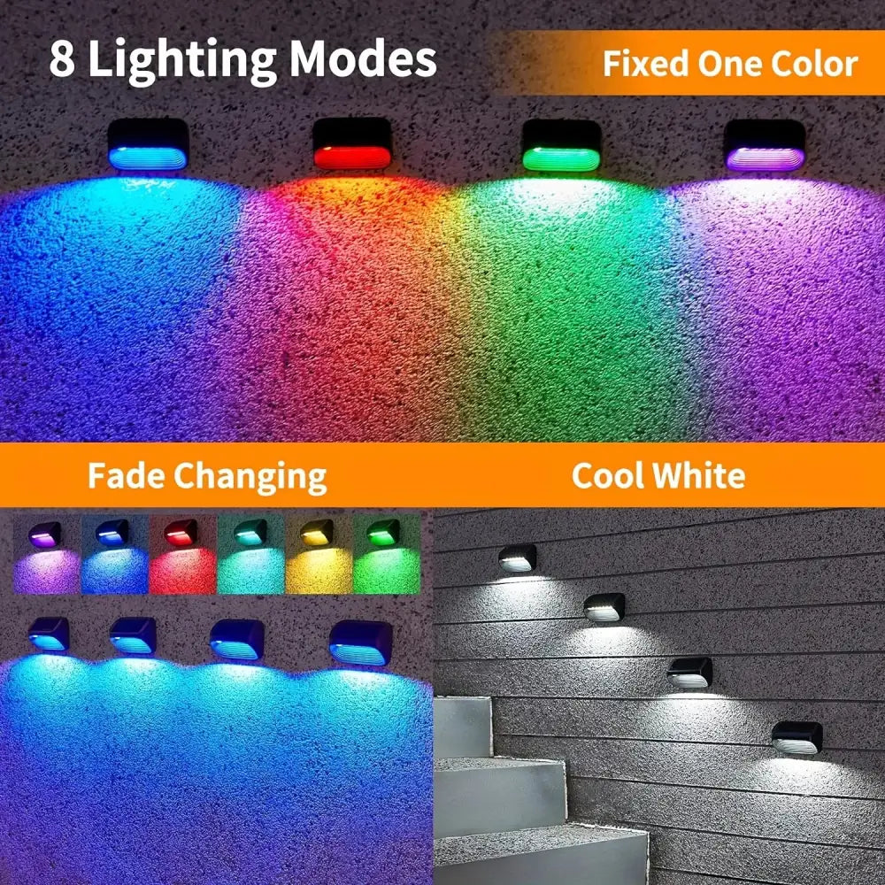 Modern black solar powered fence lights yard step lighting