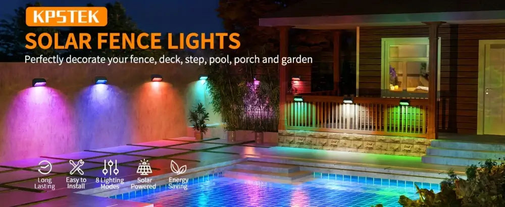 Modern black solar powered fence lights yard step lighting