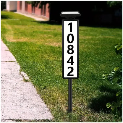 Modern black solar powered led house number light outdoor entryway