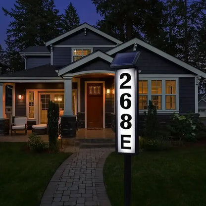 Modern black solar powered led house number light outdoor entryway