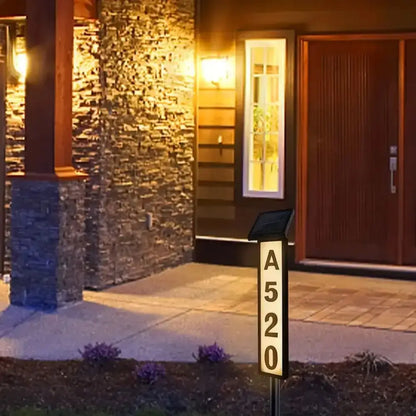 Modern black solar powered led house number light outdoor entryway