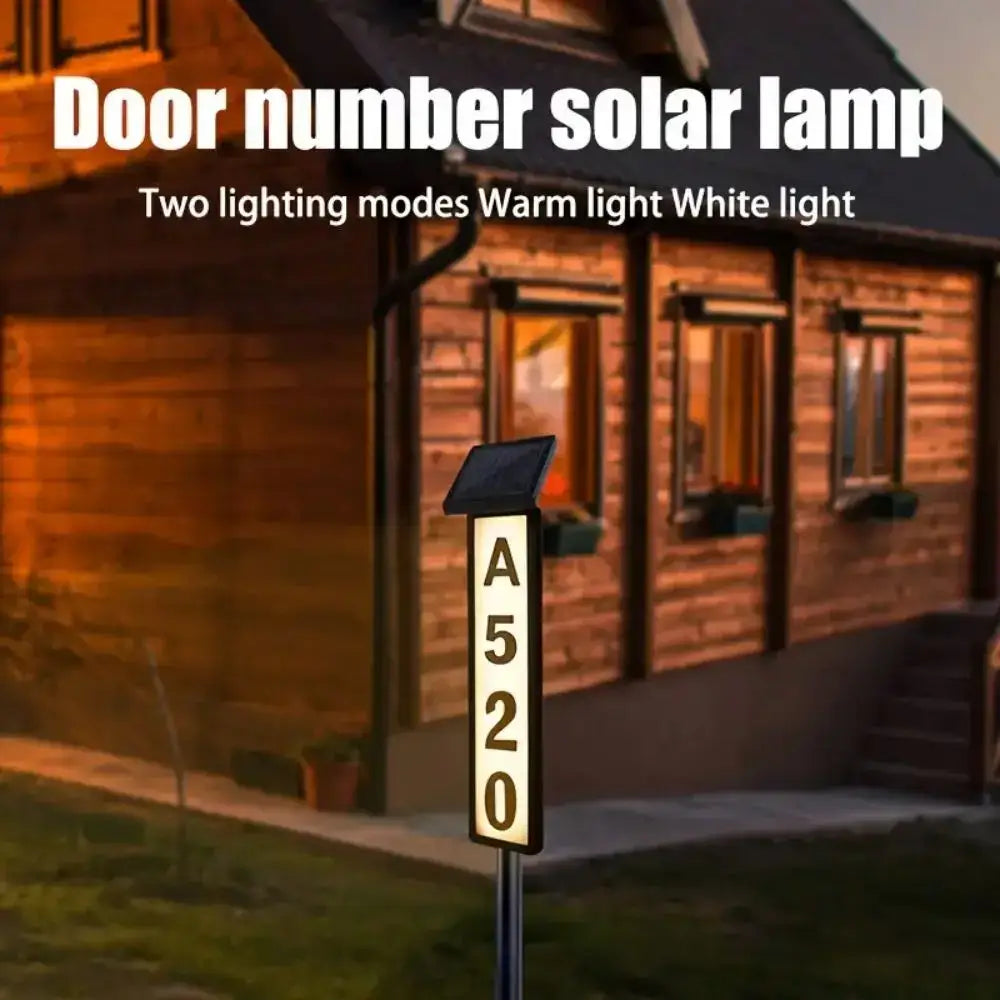 Modern black solar powered led house number light outdoor entryway