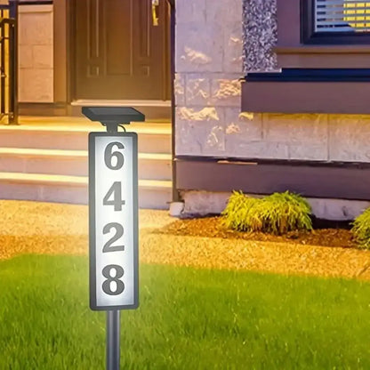 Modern black solar powered led house number light outdoor entryway