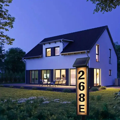 Modern black solar powered led house number light outdoor entryway