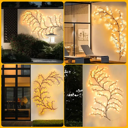 Solar willow vine light warm white led outdoor garden decor