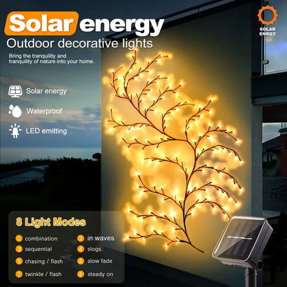 Solar willow vine light warm white led outdoor garden decor