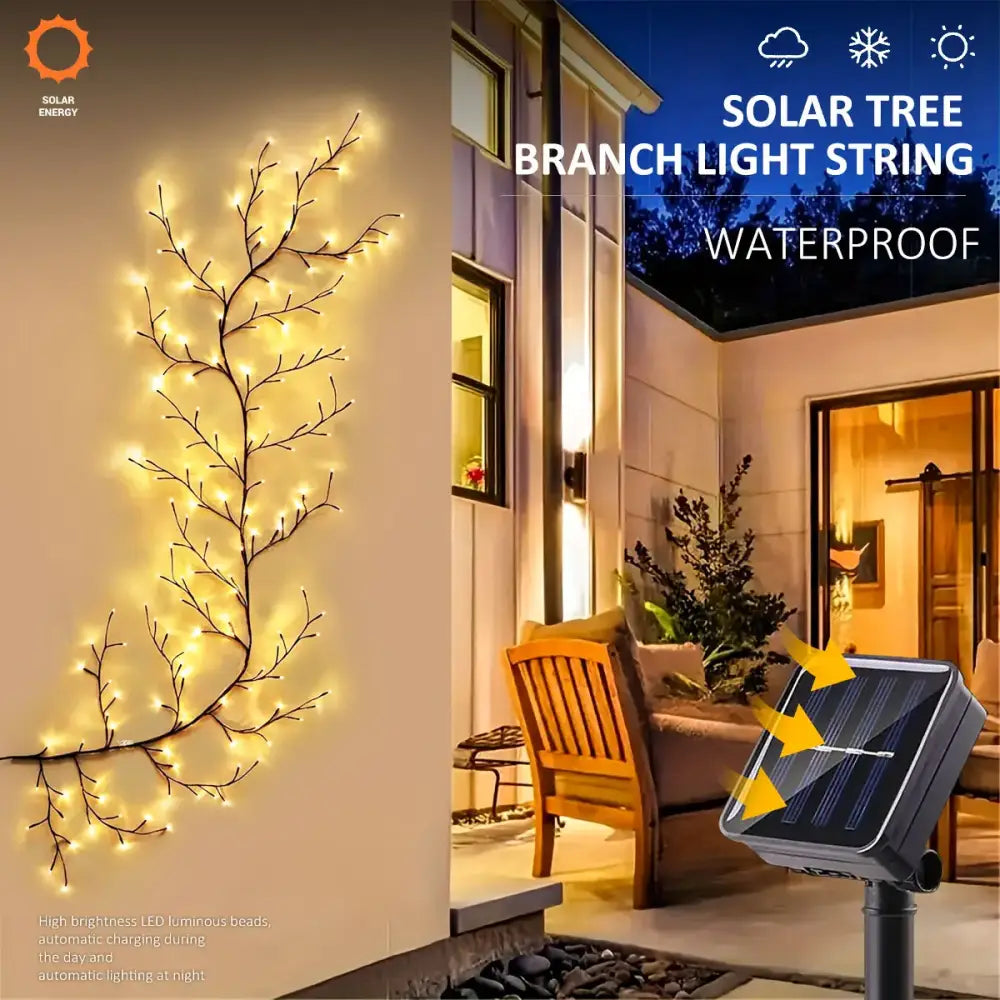 Solar willow vine light warm white led outdoor garden decor