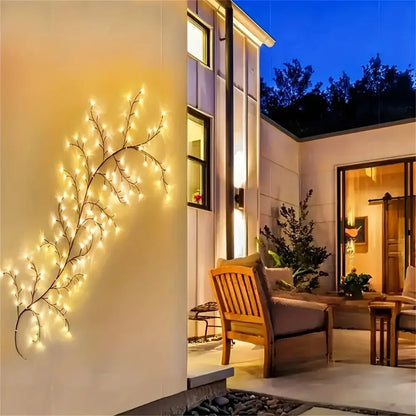 Solar willow vine light warm white led outdoor garden decor