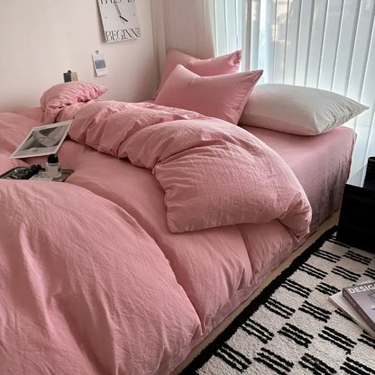 Gray quilted solid cotton duvet cover bedding set bedroom