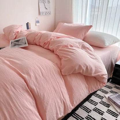 Gray quilted solid cotton duvet cover bedding set bedroom