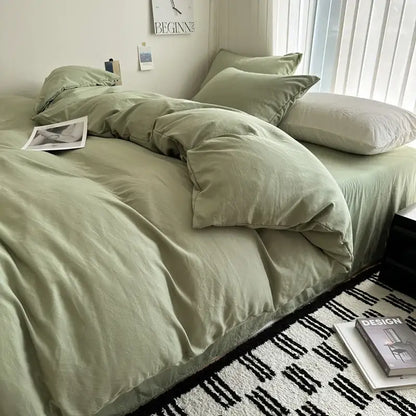 Gray quilted solid cotton duvet cover bedding set bedroom