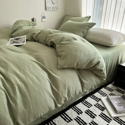 Gray quilted solid cotton duvet cover bedding set bedroom