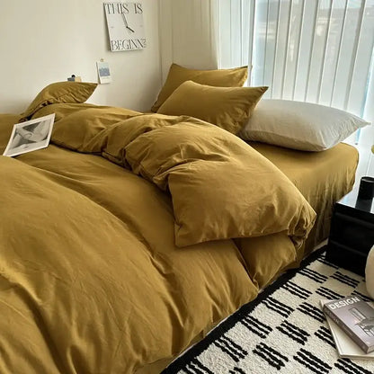 Gray quilted solid cotton duvet cover bedding set bedroom