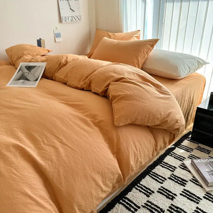 Gray quilted solid cotton duvet cover bedding set bedroom