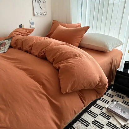 Gray quilted solid cotton duvet cover bedding set bedroom