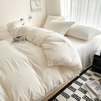Gray quilted solid cotton duvet cover bedding set bedroom