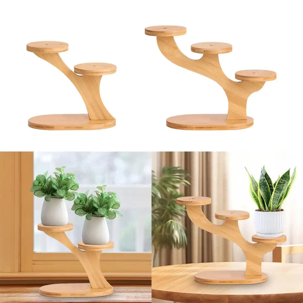 Modern bamboo tree flower pot stand living room tiered display