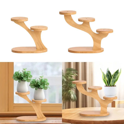 Modern bamboo tree flower pot stand living room tiered display