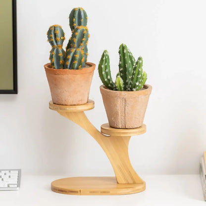 Modern bamboo tree flower pot stand living room tiered display