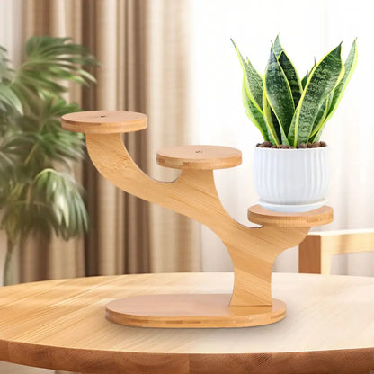 Modern bamboo tree flower pot stand living room tiered display