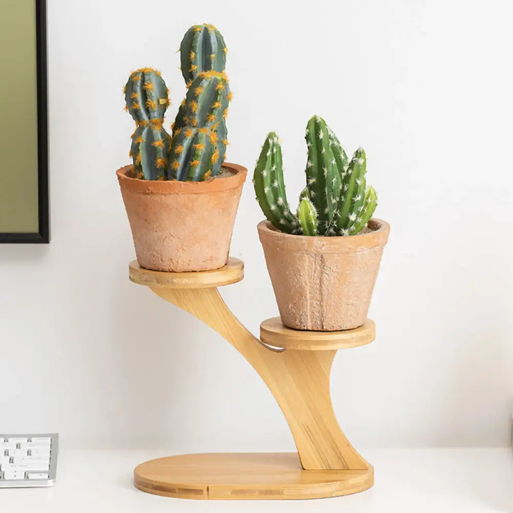 Modern bamboo tree flower pot stand living room tiered display